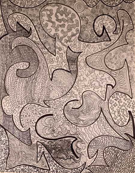 Pen on art board by Mary Laucks titled Your Intimate Friends